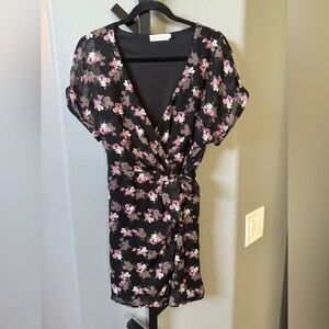 All in Favor Black Floral Mini Dress